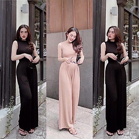 Set áo sát nách quần ống suông dáng dài tông dáng tiểu thư sang chảnh