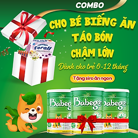 Combo 3 lon sữa mát tăng cân, cải thiện táo bón, biếng ăn Babego 0