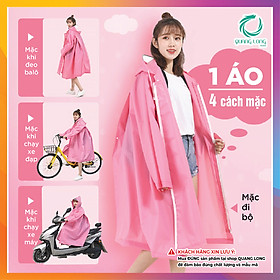 Mua ÁO MƯA EVA LOẠI TỐT_MÀU HỒNG - XUẤT NHẬT/ HÀN/ CHÂU ÂU / ÁO MƯA MĂNG TÔ/ ÁO MƯA BÍT - NAM & NỮ đều dùng được