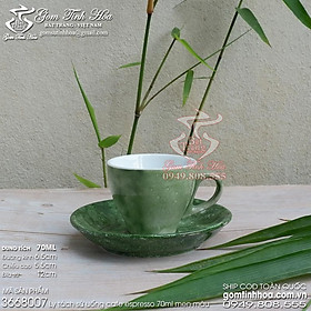 Mua Ly tách sứ uống cafe espresso 70ml men vân đá màu xanh lá cây Gốm sứ Bát Tràng cao cấp