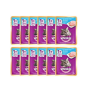 Bộ 12 túi thức ăn mèo lớn Whiskas vị cá biển 80g