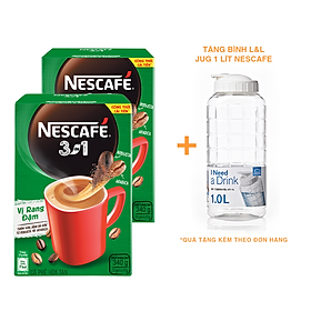 Hình ảnh [Tặng bình Jug 1L] Combo 2 hộp cà phê hòa tan NESCAFÉ 3IN1 công thức cải tiến - vị Rang Đậm (2 hộp x 20 gói x 16g)