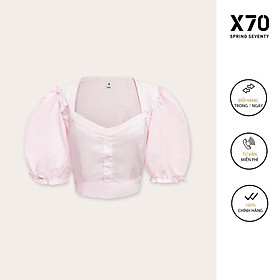 Áo Croptop Kiểu Nữ Thiết Kế Tay Phồng Cổ Áo Cách Điệu Thời Trang X70 - 00540031