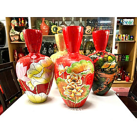 Mua Bình hoa sơn mài 02 họa tiết phong cảnh quê hương việt nam size 55x28 cm