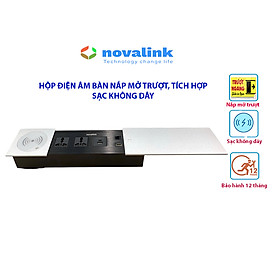 Ổ điện âm bàn họp nắp mở trượt dọc Novalink ST-W, tích hợp sạch không dây, hdmi, sạc USB-C, RJ45. Nhập khẩu chính hãng