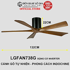 Mua Quạt Trần Gỗ Phong Cách Đông Dương LÊ GIA LGFAN738V - Chiều Cao 22cm - Sải Cánh 132cm - Bảo Hành 5 Năm