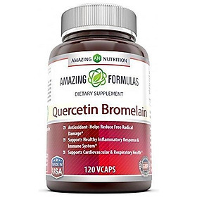 Amazing Nutrition- Quercetin 800 Mg with Bromelain 165 Mg, 120 Vcaps: A Potent Team Providing Amazing Health Benefits. Anti-oxidant and Anti-inflammatory Properties. Supports Heart Health, Joint Health, Energy Production, Respiratory Health, Inflammatory Response and Overall Healthy Well-being!!