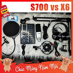 Mua Combo Mic Thu Âm S700 + SoundCard X6 + full phụ kiện livestream karaoke thu âm xịn chuẩn xịn giá si