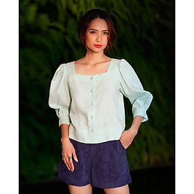 Áo Croptop Linen Aqua TOP132 Thời trang thiết kế Hity - M