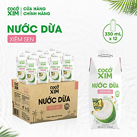 Thùng 12 Hộp Nước Dừa Xiêm Sen Cocoxim 330ml
