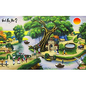 Tranh dán tường 3d dán trang trí phòng khách Đồng Quê Việt Nam-Decal PP Cán Bóng- Huyền Chi-Đặt theo kích thước yêu cầu