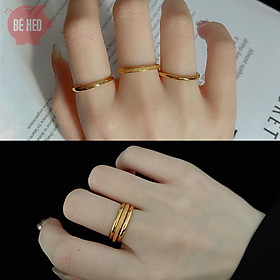 Set 3 nhẫn titan - Nhẫn nữ mảnh - Trang sức bé Heo BHN116