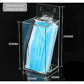 Hộp đựng khẩu trang 1 ngăn treo tường- Mica màu Trắng Sữa