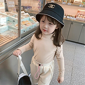 Áo cổ lọ dài tay màu trơn giữ ấm cho bé gái và bé trai
