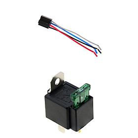 Automotive 12V 4Pin Normally Open 30A Fused Relay with 4 Wire Harness Socket