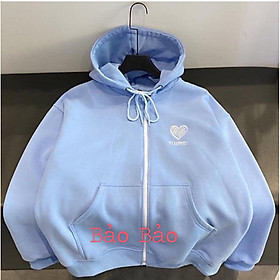 Áo khoác nỉ hoodie nam nữ thêu tim, chất nỉ mềm mịn, form rộng hàn quốc