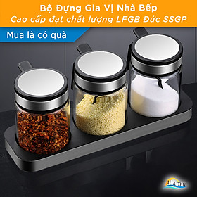 Mua Bộ Hộp Hũ Đựng Gia Vị Thủy Tinh Nhà Bếp Thông Minh 3 Ngăn Cao Cấp Đạt Chất Lượng LFGB Đức SSGP