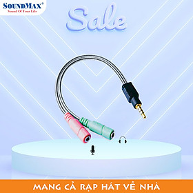 SoundMax Jack Gộp Mic Và Audio Đầu 3.5mm | Audio Mic Splitter | Phụ Kiện Nghe Nhạc Cáp 3.5mm Ra 2 Đầu Audio + Micro | Chất Lượng Âm Thanh Tuyệt Vời - Hàng Chính Hãng Bảo Hành 12 Tháng