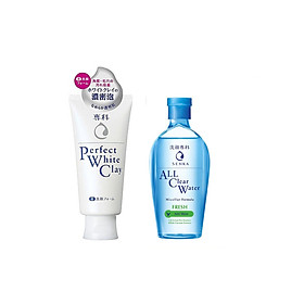 Combo 2 sản phẩm Sữa Rửa Mặt Tạo Bọt Chiết Xuất Đất Sét Trắng Senka Perfect White Clay New và Nước tẩy trang sạch thoáng Senka A.L.L.Clear Water Fresh 230ml