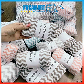 Mua Khăn Mặt Mềm Mịn Lông Cừu Hàn Quốc Họa Tiết Lượn Sóng Size 30x50 - PucaMart