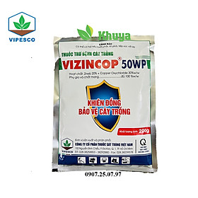 Thuốc trừ bệnh Vizincop 50WP 200gr  Vipesco Đốm lá - Thối nhũn - Nấm hồng - Thán thư