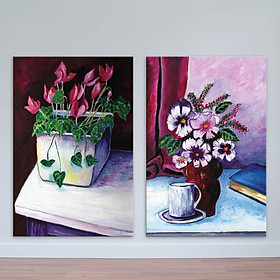 Tranh lọ hoa xinh xắn phong cách sơn dầu | Tranh phòng khách W1668