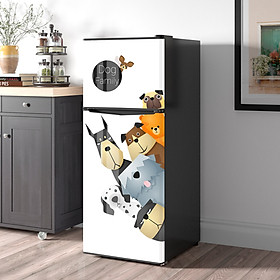 Miếng Dán Trang Trí Tủ Lạnh Những Chú Cún Con Tinh Nghịch - Decal Dán Tủ Lạnh Hiện Đại, Dễ Dàng Tự Bóc Dán, Không Thấm Nước, Không Bay Màu