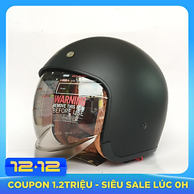Nón bảo hiểm 3/4 kính âm Royal M139 Đen nhám cao cấp Lót tháo rời, che hết mặt