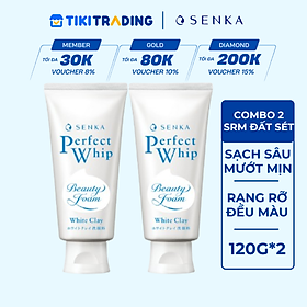 Combo 2 Sữa Rửa Mặt Tạo Bọt Chiết Xuất Đất Sét Trắng Senka Perfect White Clay 120g x 2
