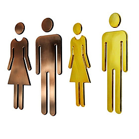 4x MEN & WOMEN Toilet/Loo/Bathroom/Restroom/WC Door Sign Plaque Bronze+ Gold