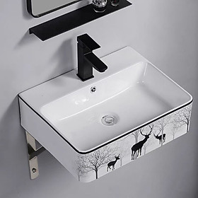 Mua Lavabo treo tường kiểu vuông họa tiết hươu nai độc đáo