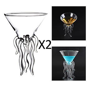 2PCS Clear Cocktail Glasses Martini Jellyfish Goblet Drinkware for Wedding