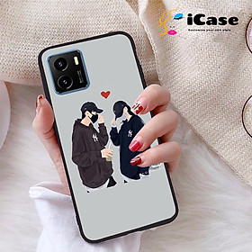 Ốp lưng iCase dành cho Vivo Y15S chất liệu viền dẻo lưng cứng nhám TPU có hai lỗ xỏ dây đeo in nổi 4D hình bộ sưu tập Boy And Girl 05