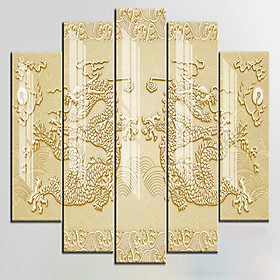 Bộ 5 - Tranh treo tường - Trang trí phòng khách/Rồng 3D/Gỗ MDF Hàn Quốc/Chống ẩm mốc, mối mọt T3M-2294