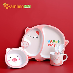 Bộ khay ăn cho bé Bamboo Life BL040 hàng chính hãng từ sợi tre thiên nhiên Dụng cụ ăn dặm cho bé Bộ chén bát ăn dặm cho bé Đồ dùng ăn dặm cho bé