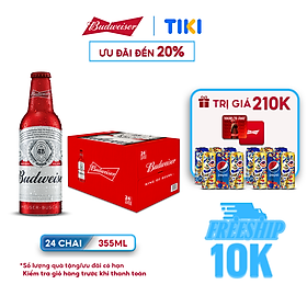 Thùng 24 Chai Budweiser Aluminum Chính Hãng 355ml chai