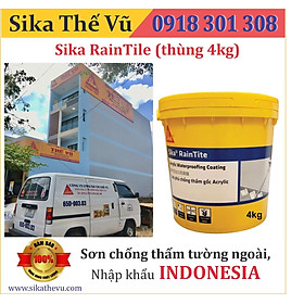 Sơn chống thấm vách tường ngoài trời, chống thấm máng xối lộ thiên-Sika RainTite Grey (thùng 4kg)