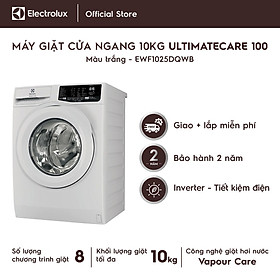 Mua  Giao lắp 0Đ  Máy giặt cửa trước Electrolux 10kg EWF1025DQWB Công nghệ VapourCare diệt 99.9% vi khuẩn và chất dị ứng - Hàng chính hãng