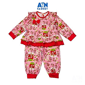 Bộ quần áo Dài bé gái họa tiết Nàng Dâu Đỏ Thun cotton - AICDBGANUJIG - AIN Closet