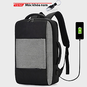 Balo cặp laptop Hàn quốc có sạt phản quan Đen Xám Phối chống nước kép vào vali M34 Tặng móc khóa nam