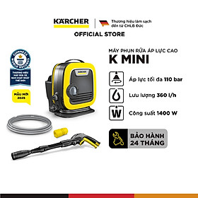 (Mới 2025) Máy phun rửa áp lực cao Karcher K Mini - Công suất 1400W, áp lực tối đa 110 bar nhỏ gọn - Bảo hành 24 tháng - Hàng Chính Hãng