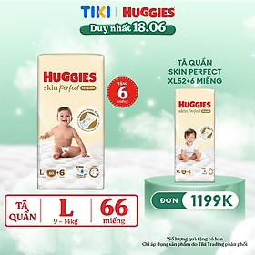 Tã quần Huggies Skin Perfect L Super Jumbo 60+6 miếng với 2 vùng thấm giảm kích ứng da