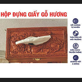 Mua hộp khăn giấy gỗ hương khắc di lạc kéo tiền hộp giấy ăn hình chữ Nhật Mỹ nghệ mini để bàn cao cấp