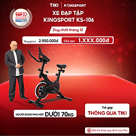 Xe đạp tập KINGSPORT KS-106 khung, khung sườn chắc chắn, tích hợp đồng hồ đo lường chỉ số, cân nặng phù hợp từ dưới 70kg