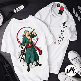 Áo thun trắng Anime, Manga Zoro 010, Unisex Nam Nữ có Size áo từ 25-95kg