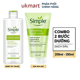 Combo Simple Làm Sạch Nước Tẩy Trang 200ml + Sữa Rửa Mặt 150ml
