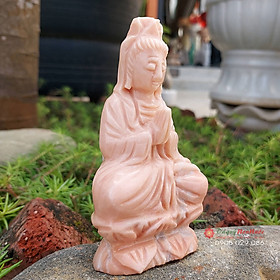 Tượng Phật quan âm đá Cà Rốt 11cm - đá Non Nước
