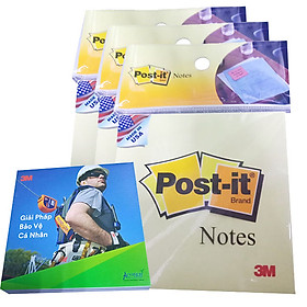 Combo 3 Giấy ghi chú vàng 3M 654 + tặng 1 sổ tay 3M