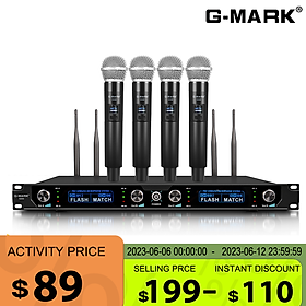 G-MARK G440 Hệ Thống Micro Không Dây Chuyên Nghiệp 4 Kênh Năng Động Mic Cầm Tay Karaoke Đảng Sân Khấu