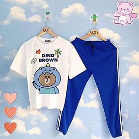 Set Đồ Bộ Áo Thun Tay Lửng Quần Kẻ 3 Sọc, Quần Ulzzang 2 Sọc